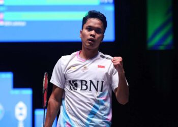 Anthony Sinisuka Ginting pada event All England 2024