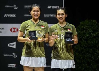 Pasangan ganda putri Indonesia Lanny Tria Mayasari/Ribka Sugiarto.