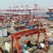 Foto drone menunjukkan Pelabuhan Qingdao di Provinsi Shandong, China timur, 13 Maret 2024.