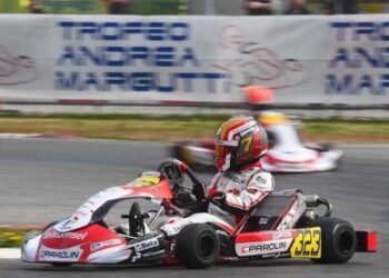 Pembalap Indonesia Qarrar Firhand memacu mobilnya pada balapan Trofeo Andrea Margutti, yang berlangsung di Sirkuit South Garda Lonato, Italia