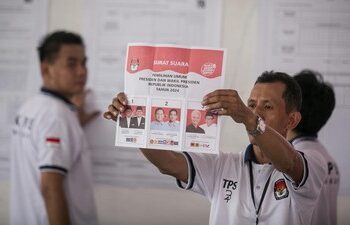 Ilustrasi real count Pemilu 2024 di KPU