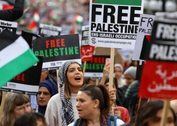 Demo yang menyerukan gencatan senjata segera dilakukan di Jalur Gaza.