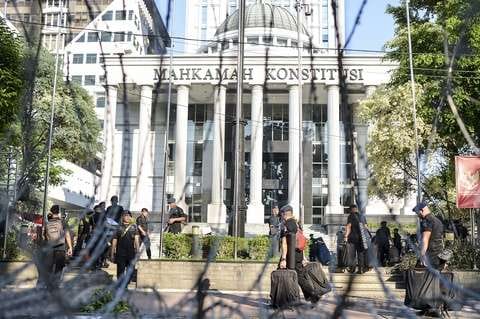 Polisi Kawal Aksi Damai Pendukung Prabowo-Gibran Besok 1 Gedung MK.