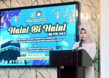 Halalbihalal Idulfitri 1445 H dan tepung tawar anggota DWP Sumut.