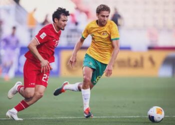Nathan Tjoe-A-On saat laga melawan Timnas Australia, di Piala Dunia U-23.