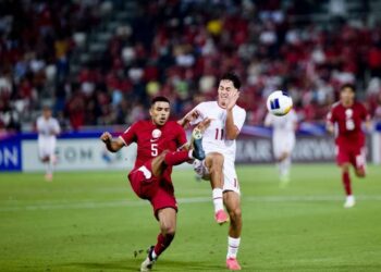 Timnas Indonesia saat lawan Qatar di Kualifikasi Piala Asia U-23 2024.
