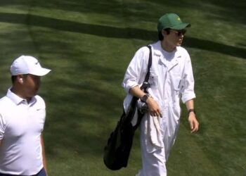 Ryu Jun Yeol menghadiri Kontes Par3 di Augusta National Golf Club di Georgia, Amerika Serikat.