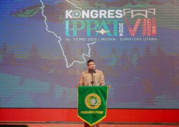 Wali Kota Medan, Bobby Nasution, saat menghadiri Kongres ke VIII IPPAT Tahun 2024.