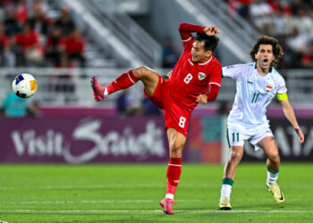 Timnas Irak U-23 melawan Indonesia dalam pertandingan perebutan tempat ketiga Piala Asia U-23 2024, di Stadion Abdullah Bin Khalifa di Doha, Qatar, Kamis (2/5/2024).