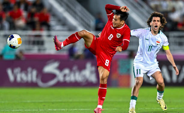 Timnas Irak U-23 melawan Indonesia dalam pertandingan perebutan tempat ketiga Piala Asia U-23 2024, di Stadion Abdullah Bin Khalifa di Doha, Qatar, Kamis (2/5/2024).