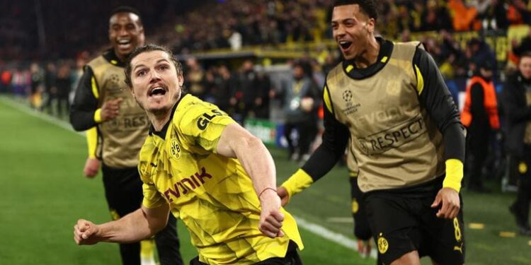 Borussia Dortmund Hadapi Real Madrid di Final Liga Champions 1 Pemain Borussia Dortmund saat pertandingan melawan Atletico Madrid pada leg pertama perempat final Liga Champions UEFA.