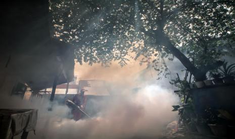 Minggu ke-17, Kemenkes Catat 621 Kematian akibat DBD 1 Seorang petugas melakukan pengasapan (fogging).