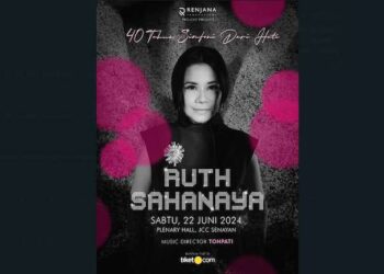 Poster konser tunggal Ruth Sahanaya bertajuk 40 Tahun SIMFONI DARI HATI.