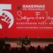 Hari Kedua Rakernas V PDIP, Megawati Beri Pengarahan Tertutup 2 Ketua Umum PDI Perjuangan, Megawati Soekarnoputri, memimpin jalannya pengarahan internal terhadap kader pada hari kedua pelaksanaan Rapat Kerja Nasional (Rakernas) V PDI Perjuangan di Beach City International Stadium, Ancol, Jakarta, Sabtu (25/5/2024).