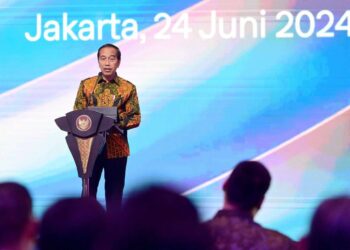 Presiden Joko Widodo pada Peresmian Peluncuran Digitalisasi Layanan Perizinan Penyelenggaraan Event.