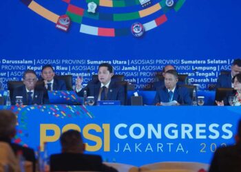 Ketum PSSI, Erick Thohir, saat membuka Kongres Biasa PSSI 2024 di Hotel Shangri-La, Jakarta Pusat.