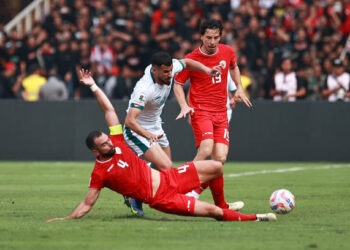 Timnas Indonesia saat laga melawan Irak.