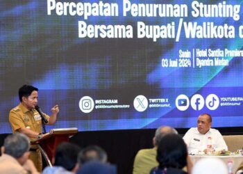 Kegiatan Intervensi Serentak Percepatan Penurunan Stunting, di Hotel Santika Dyandra Premiere Dyandra, Medan, Senin (3/6/2024).