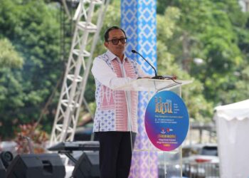 Deputi Gubernur BI, Juda Agung, saat membuka Karya Kreatif Sumatera Utara (KKSU) x North Sumatra Invest (NSI) Day 2024, di Istana Maimun, Rabu (3/7/2024).