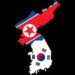 Ilustrasi bendera Korea Selatan dan Korea Utara.