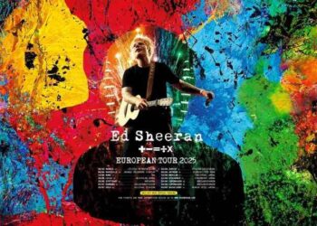 Poster tur Ed Sheeran "Mathematics Tour" di Eropa tahun 2025.