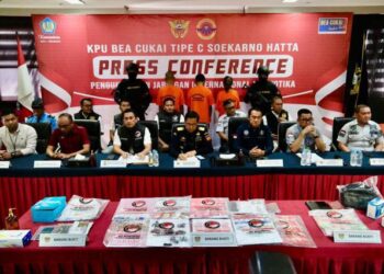Press conference Bea Cukai Soekarno-Hatta bersama Direktorat Interdiksi Narkotika Bea Cukai dan Polresta Bandara Soekarno-Hatta yang berhasil menggagalkan tiga upaya penyelundupan narkotika dengan berbagai modus.