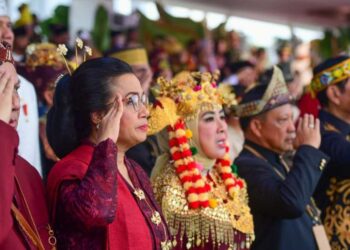 Sejumlah menteri hadir pada Upacara Peringatan Detik-Detik Proklamasi di Istana Negara, IKN, Sabtu (17/8/2024).