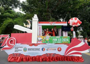 Pawai peringatan HUT ke-79 RI yang digelar Pemprov Sumut.