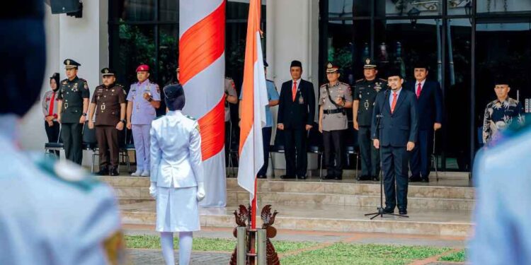 Pengukuhan 42 anggota Pasukan Pengibar Bendera Pusaka (Paskibraka) Kota Medan tahun 2024.