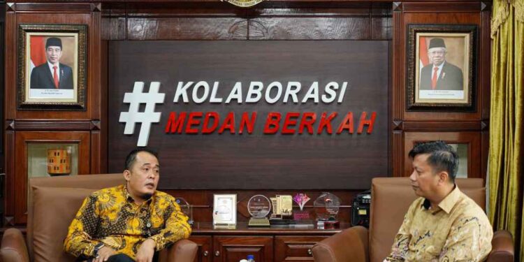 Event Mabar Kuali Nusantara Digelar di Istana Maimun 29 September 1 Plt Wali Kota Medan, Aulia Rachman saat menerima audiensi PT Sayap Mas Utama sebagai penyelenggara event Mabar Kuali Nusantara.