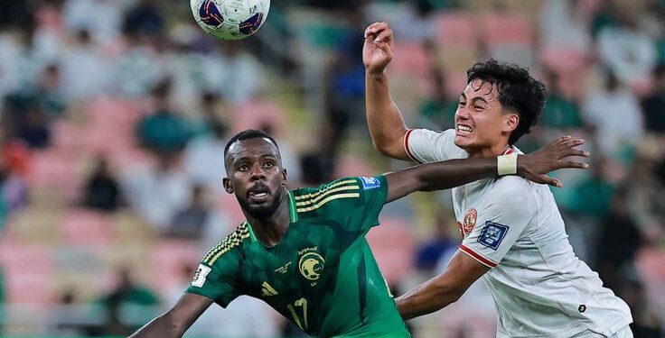 Indonesia vs Arab Saudi pada laga Grup C Babak ketiga Kualifikasi Piala Dunia 2026 Zona Asia Stadion King Abdullah Sports City, Jeddah.