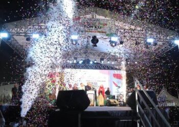Pembukaan Festival UMKM PON XXI Sumut, di Lapangan Astaka, Deli Serdang.
