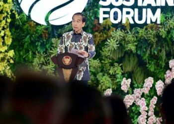 Presiden Jokowi menyampaikan sambutannya dalam Opening Ceremony IISF 2024, di JCC, Jakarta, Kamis (5/9/2024).