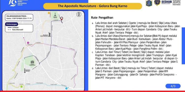Rekayasa lalu lintas saat kunjungan Paus Fransiskus di Indonesia.
