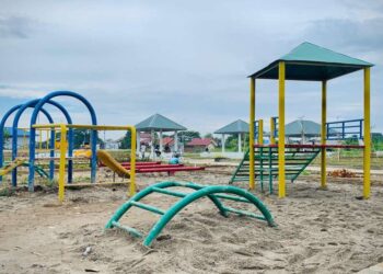 Pembangunan jogging track di sekeliling Kolam Retensi Martubung, di Griya Martubung, Kelurahan Besar, Kecamatan Medan Martubung.