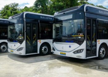 Bus listrik yang beroperasi di Kota Medan.