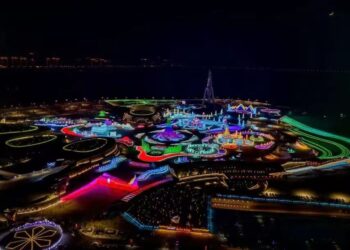 Harbin Ice-Snow World di Harbin, Provinsi Heilongjiang, China timur laut.