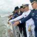 Upacara Tabur Bunga dalam rangka Peringatan Hari Pahlawan ke-65 tahun Tingkat Provinsi Sumut, Minggu (10/11/2024), di Perairan Belawan.