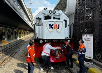 Peluncuran lokomotif dengan livery lawas (vintage livery), di Stasiun Medan, Rabu (13/11/2024).