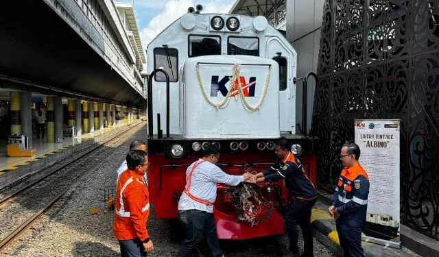 Peluncuran lokomotif dengan livery lawas (vintage livery), di Stasiun Medan, Rabu (13/11/2024).