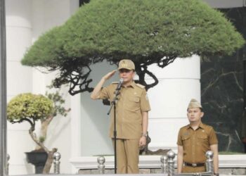 Apel pagi sekaligus melepas purna tugas Sekdaprov Sumut, Arief S Trinugroho.