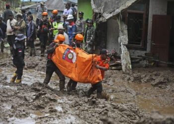Bencana tanah longsor di Kabupaten Karo. (AP Photo)