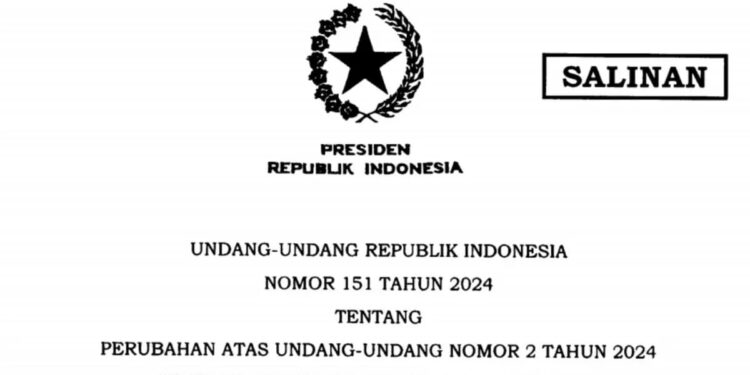 Presiden Teken UU Perubahan Nomenklatur Jabatan Daerah Khusus Jakarta 1 Tangkapan layar dokumen salinan UU Nomor 151 Tahun 2024 sebagai Perubahan Atas UU Nomor 2 Tahun 2024 tentang Daerah Khusus Jakarta (DKJ) yang disahkan Presiden Prabowo di Jakarta pada 30 November 2024.