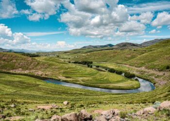 Tikungan Tapal Kuda Sungai Maletsunyane, Lesotho.