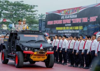 Apel Gelar Pasukan "Operasi Ketupat Toba 2025" di Lapangan KS Tubun, Mapolda Sumut, Kamis (20/3/2025).