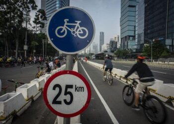 Jalur sepeda di Jakarta.