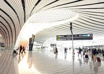 Suasana Bandara Internasional Beijing Daxing di Beijing, ibu kota China.