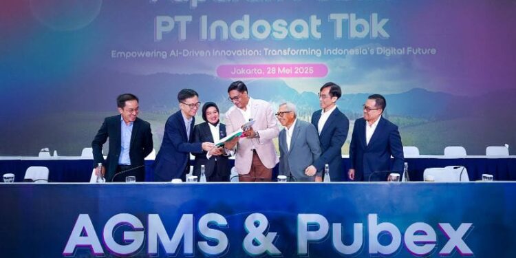 Indosat Bagikan Dividen Rp2,7 Triliun 1 Konferensi pers Rapat Umum Pemegang Saham Tahunan (RUPST) PT Indosat Tbk untuk Tahun Buku 2024, Rabu (28/5/2025).