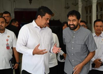 Gubernur Sumut, Bobby Nasution menemui Gubernur Aceh Muzakir Manaf, di Banda Aceh, Rabu (4/6/2025).