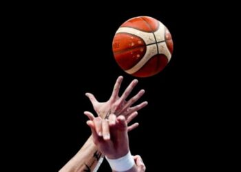 Ilustrasi permainan bola basket.